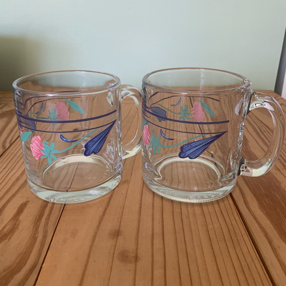 Lenox Poppies on Blue Coffee Mugs